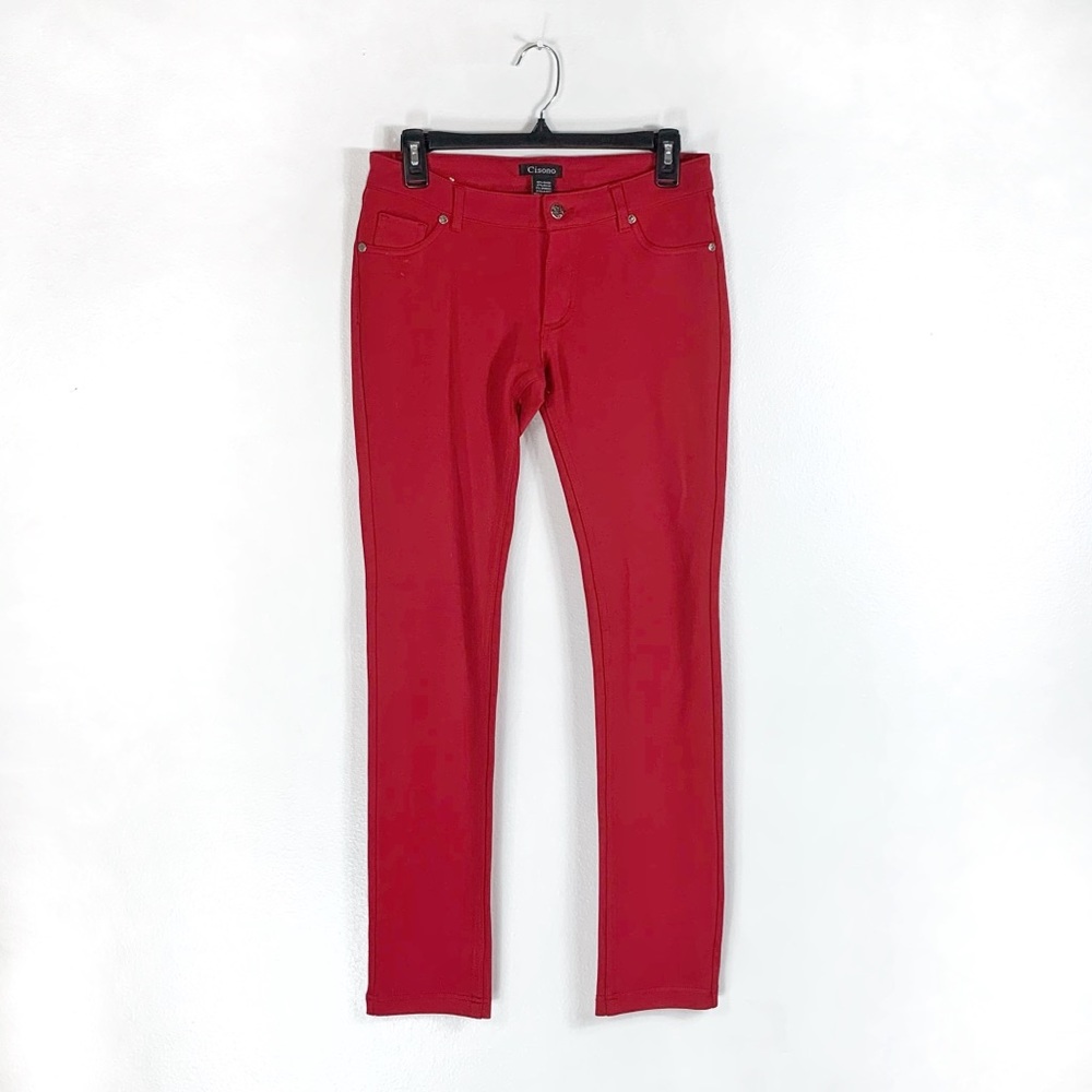 Low Rise Skinny Red Ponte Pants
